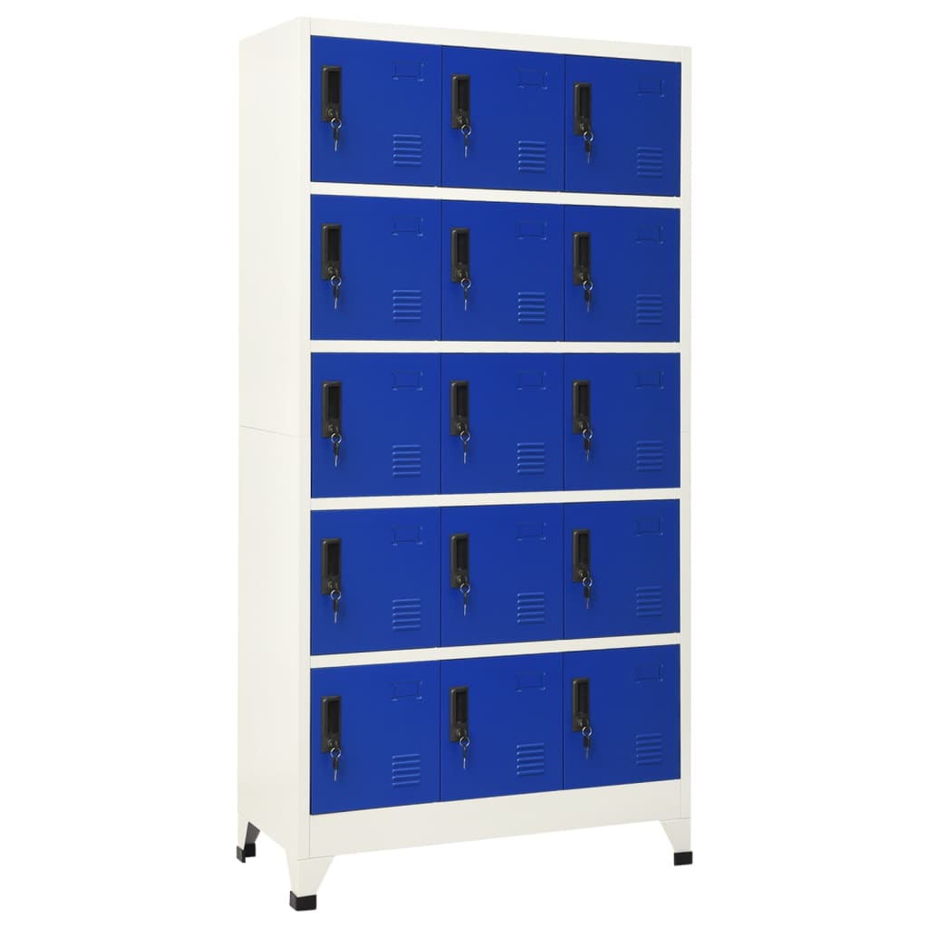 Locker cabinet grey and blue 90x40x180 cm steel