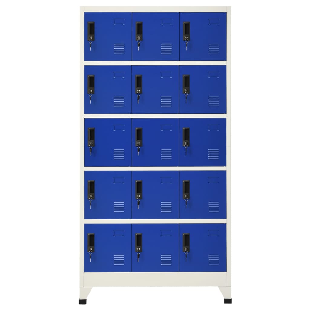 Locker cabinet grey and blue 90x40x180 cm steel