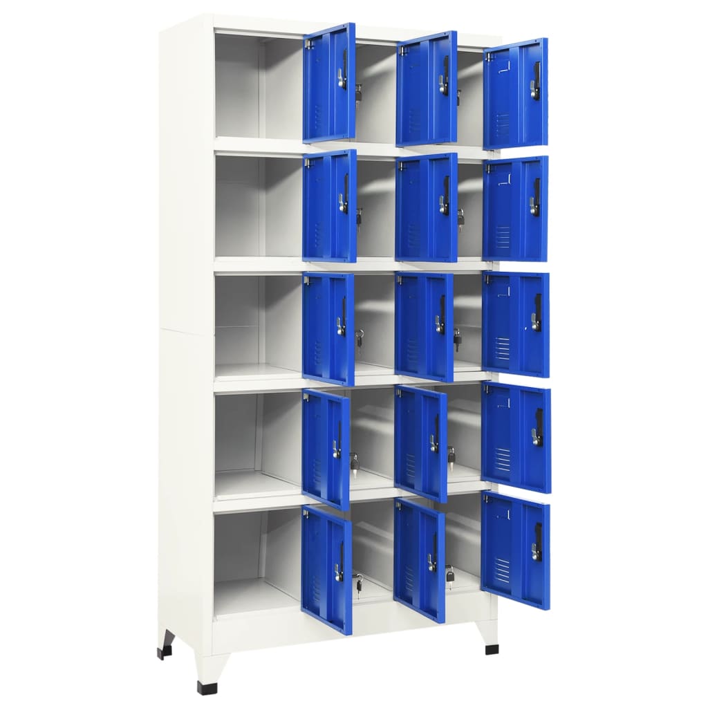 Locker cabinet grey and blue 90x40x180 cm steel