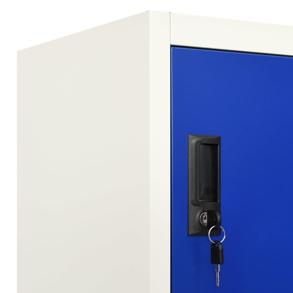 Locker cabinet grey and blue 90x40x180 cm steel