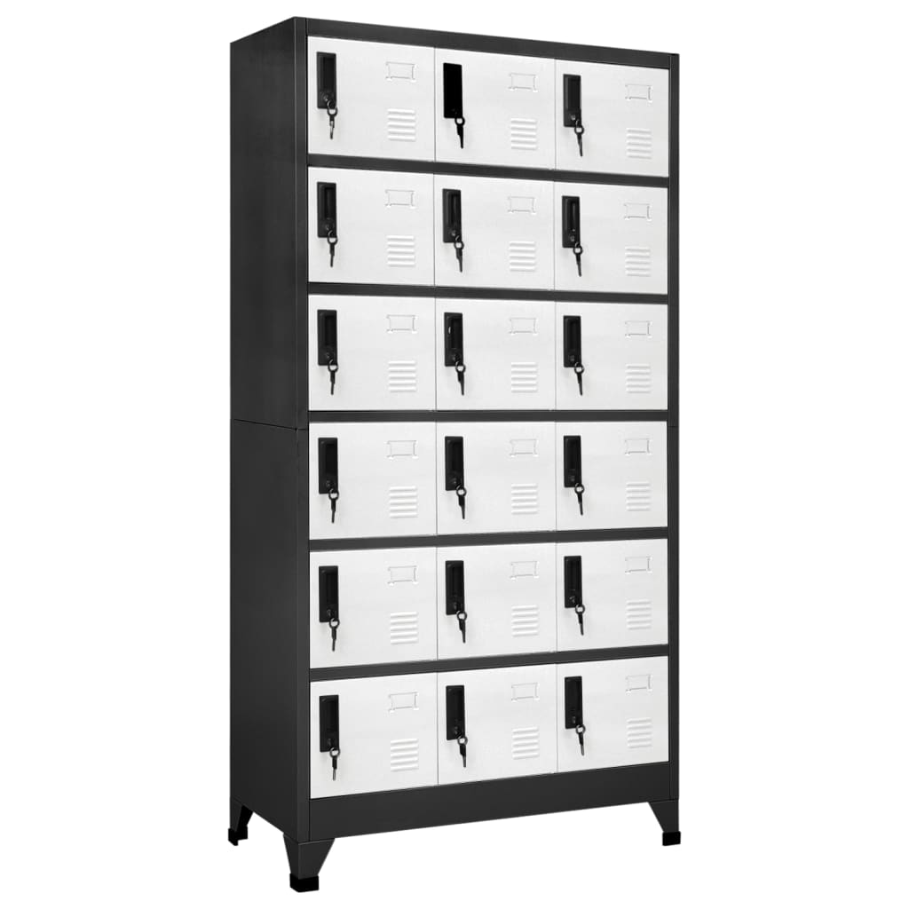 Locker cabinet anthracite and white 90x40x180 cm steel