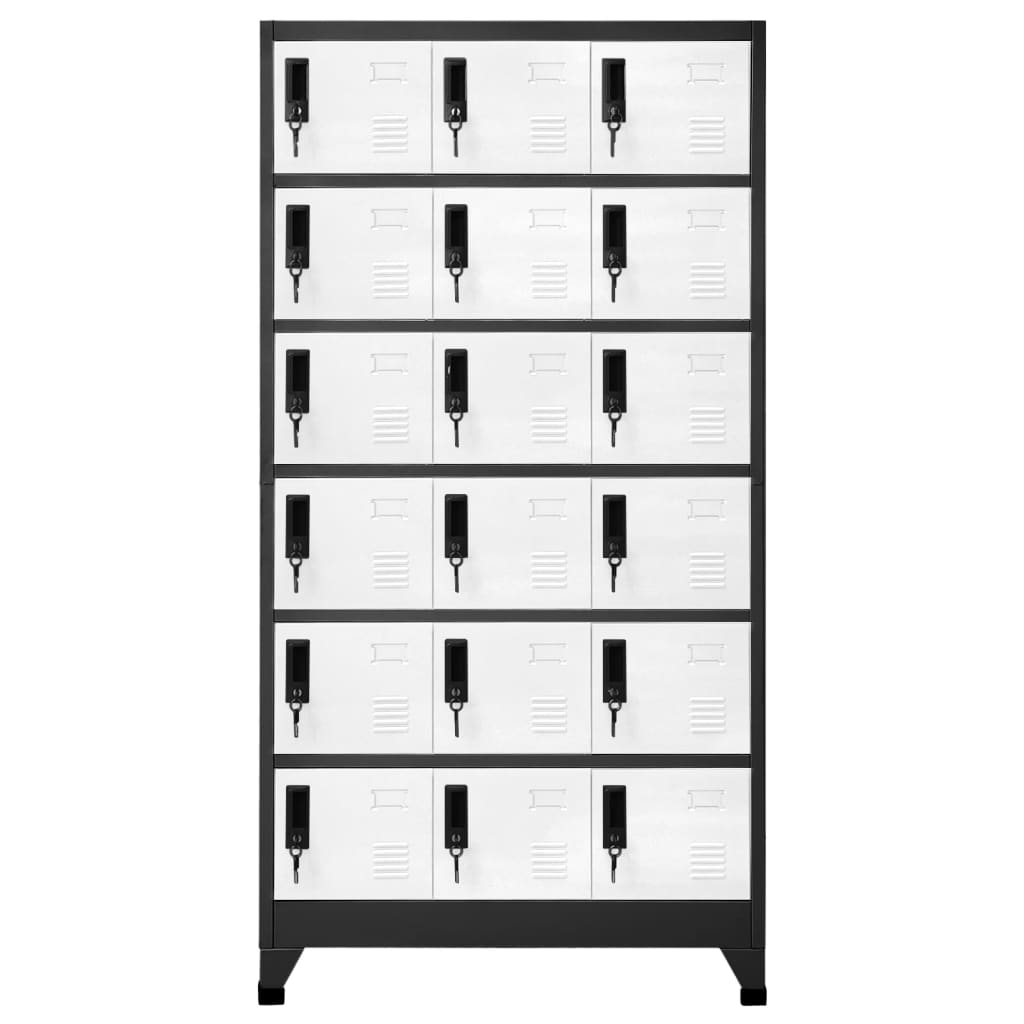 Locker cabinet anthracite and white 90x40x180 cm steel