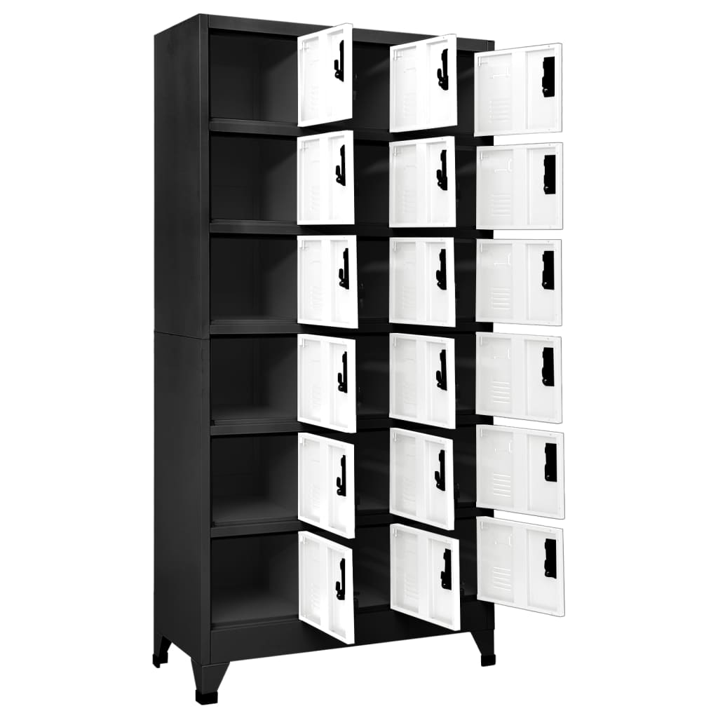 Locker cabinet anthracite and white 90x40x180 cm steel
