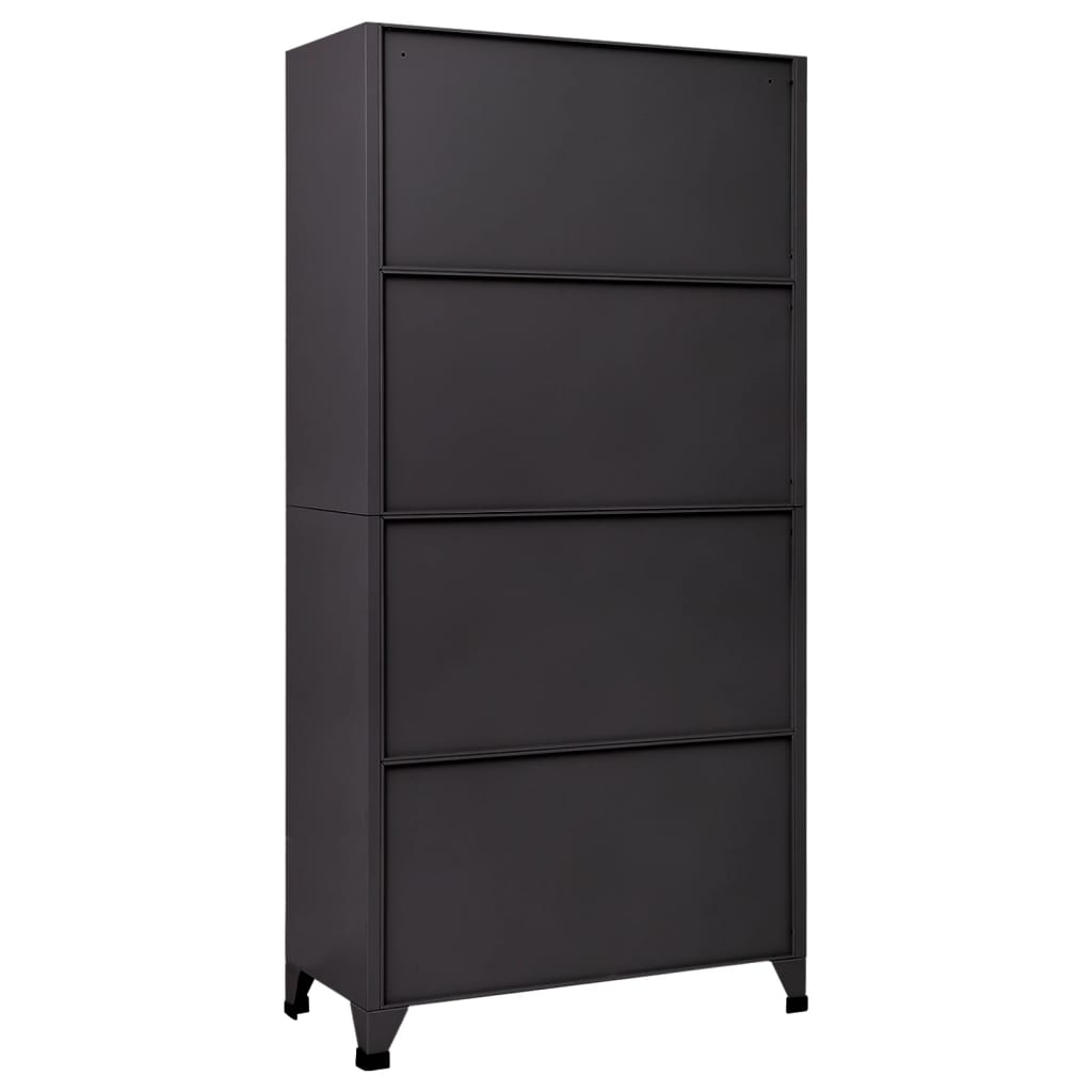 Locker cabinet anthracite and white 90x40x180 cm steel