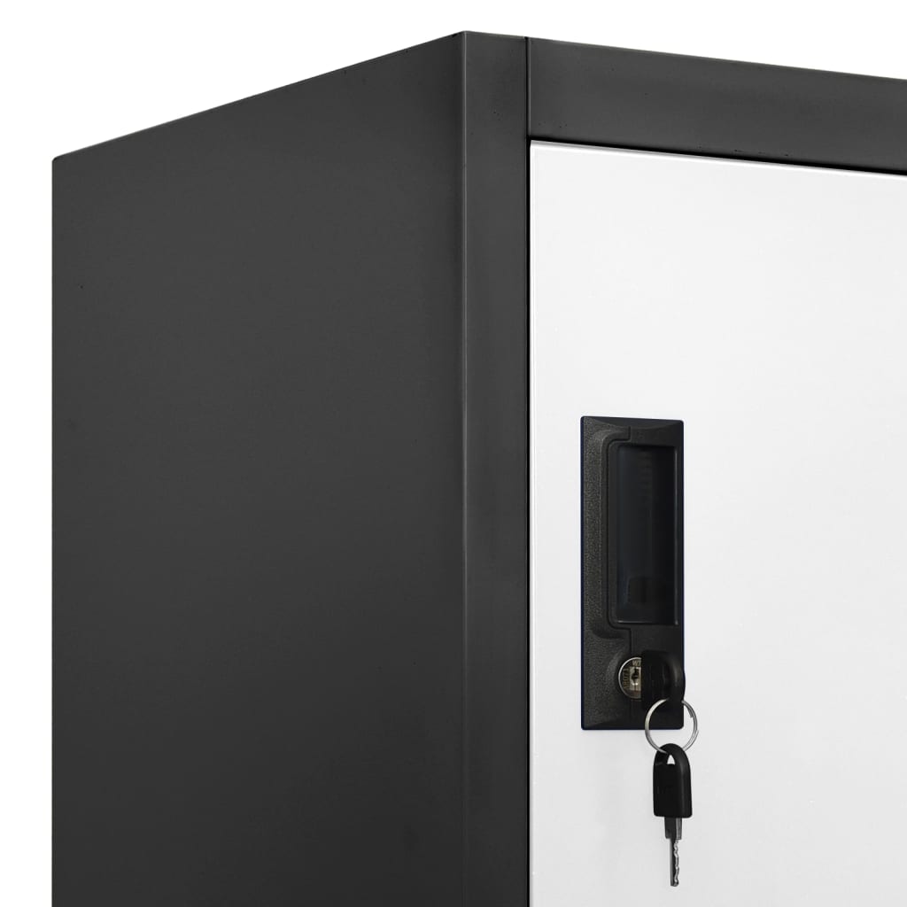 Locker cabinet anthracite and white 90x40x180 cm steel