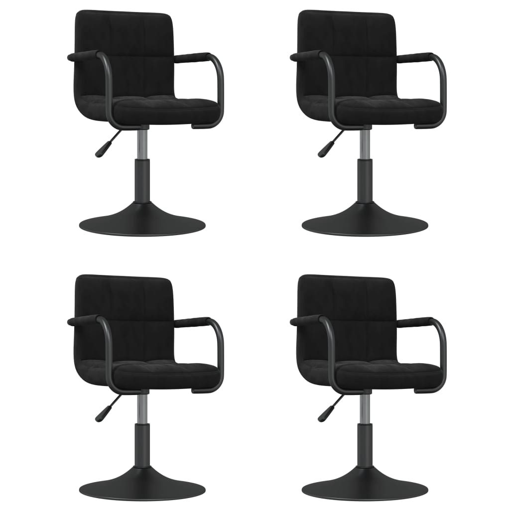 Dining Chairs 4 pcs. Swivel Black Velvet