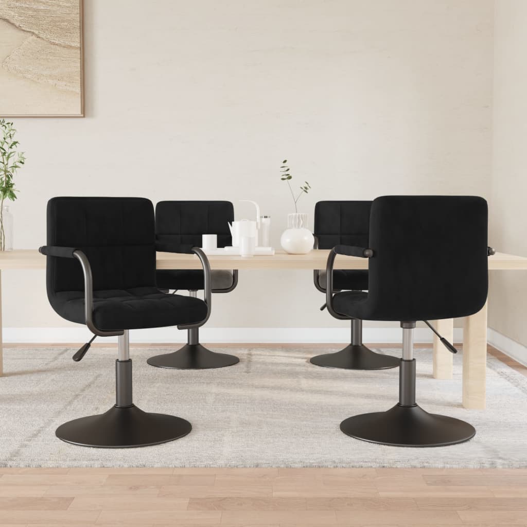 Dining Chairs 4 pcs. Swivel Black Velvet