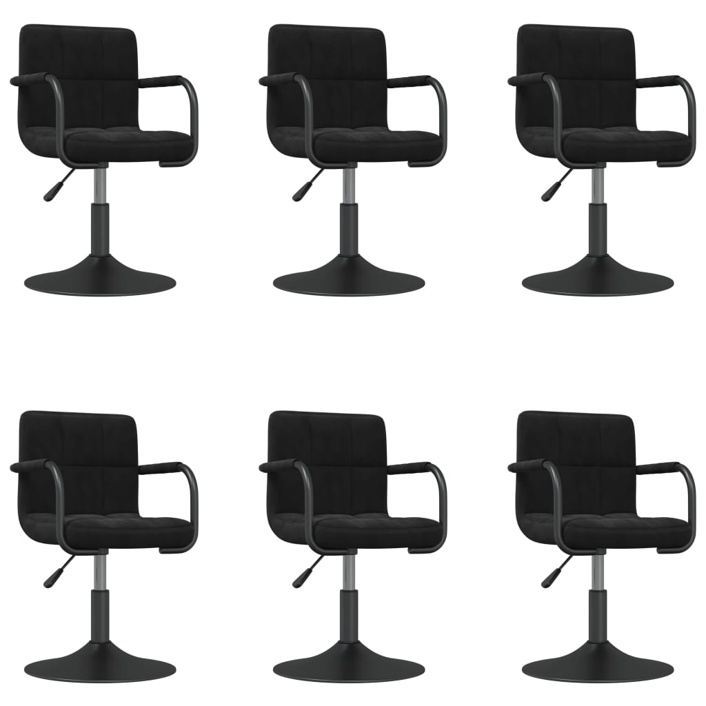 Dining Chairs 6 pcs. Swivel Black Velvet
