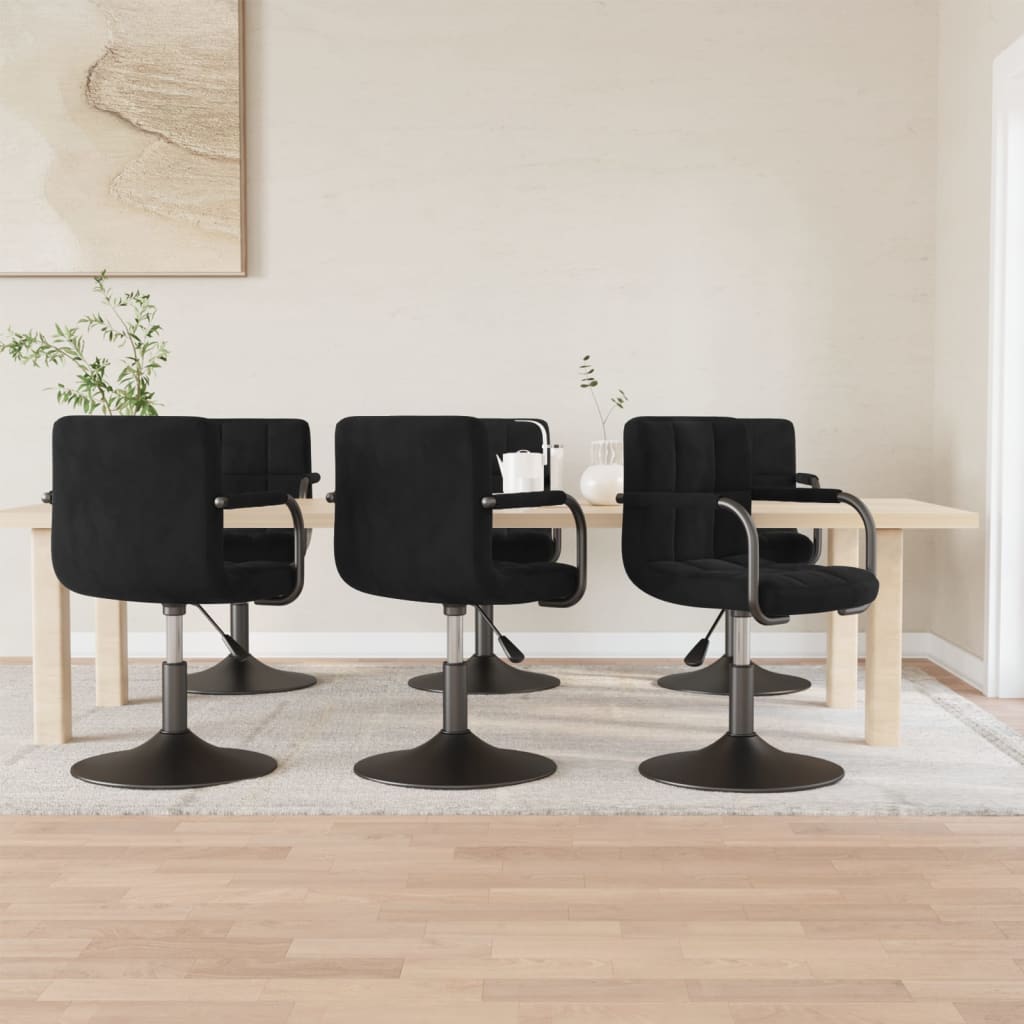 Dining Chairs 6 pcs. Swivel Black Velvet