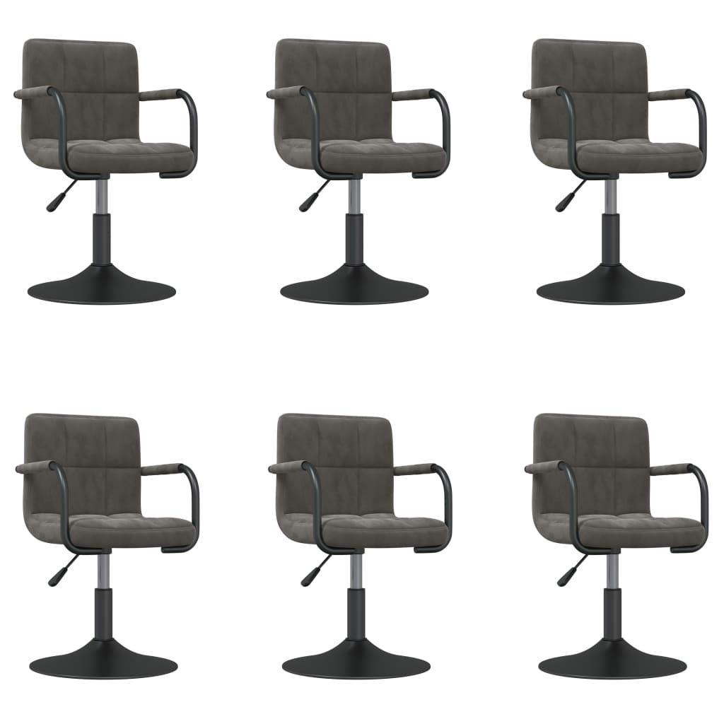 Dining Chairs 6 pcs. Swivel Dark Grey Velvet