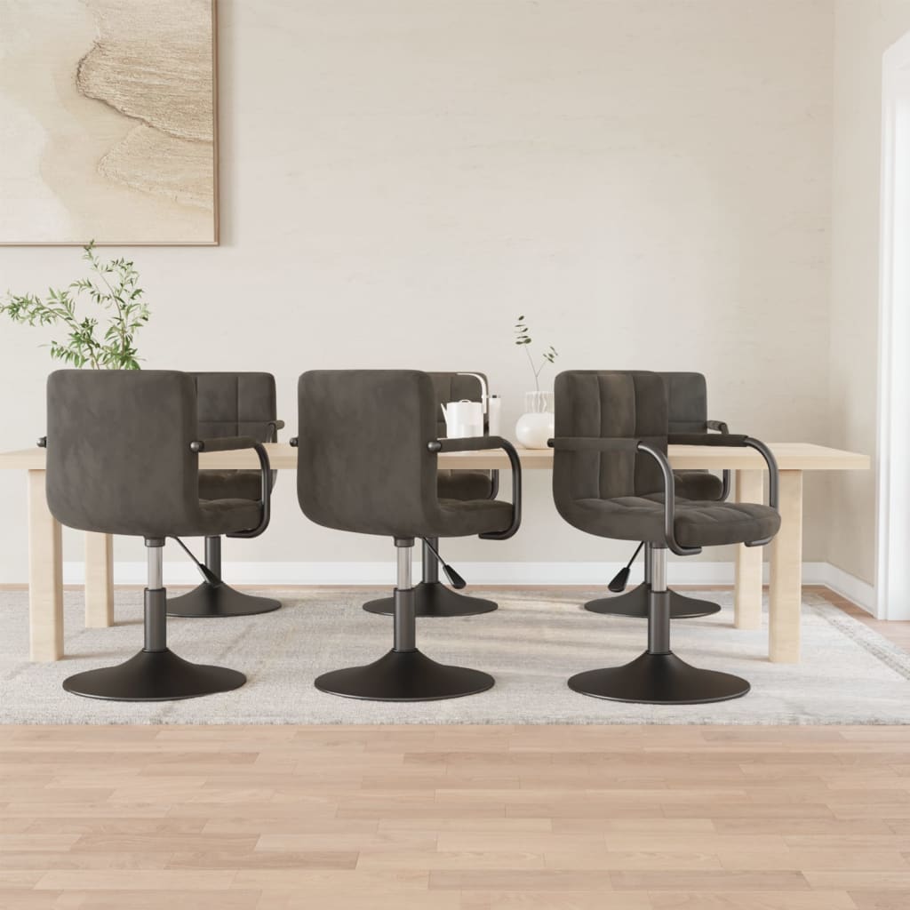 Dining Chairs 6 pcs. Swivel Dark Grey Velvet