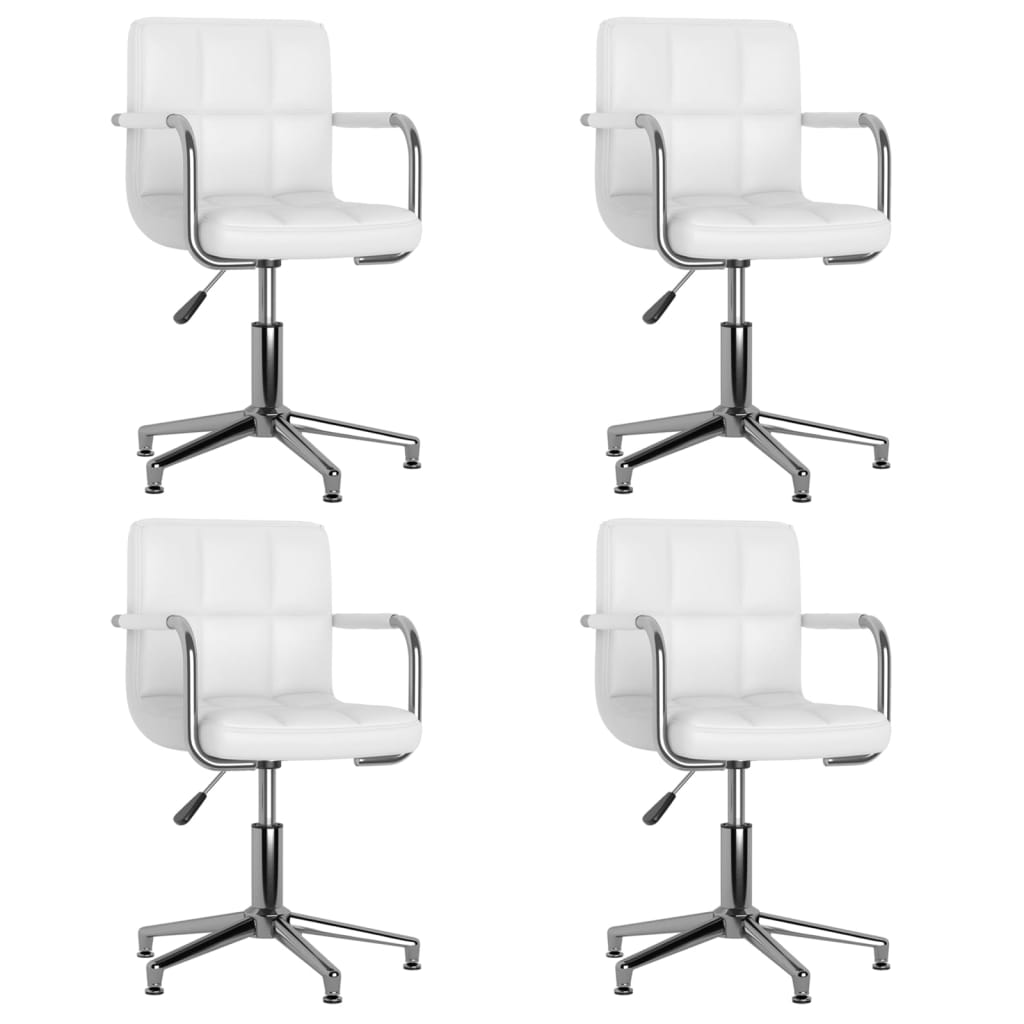 Dining chairs 4 pcs. Swivel white faux leather