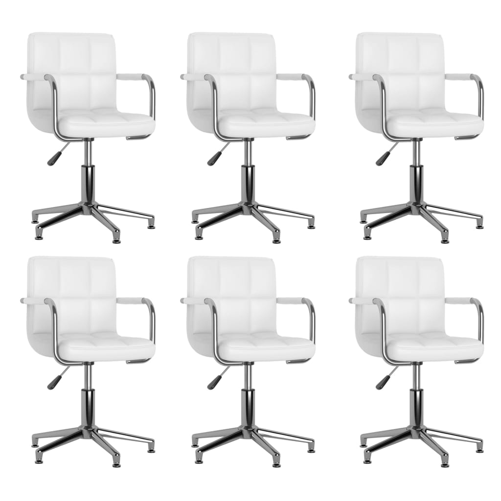 Dining chairs 6 pcs. Swivel white artificial leather