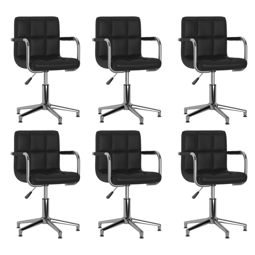 Dining Chairs 6 pcs. Swivel Black Faux Leather