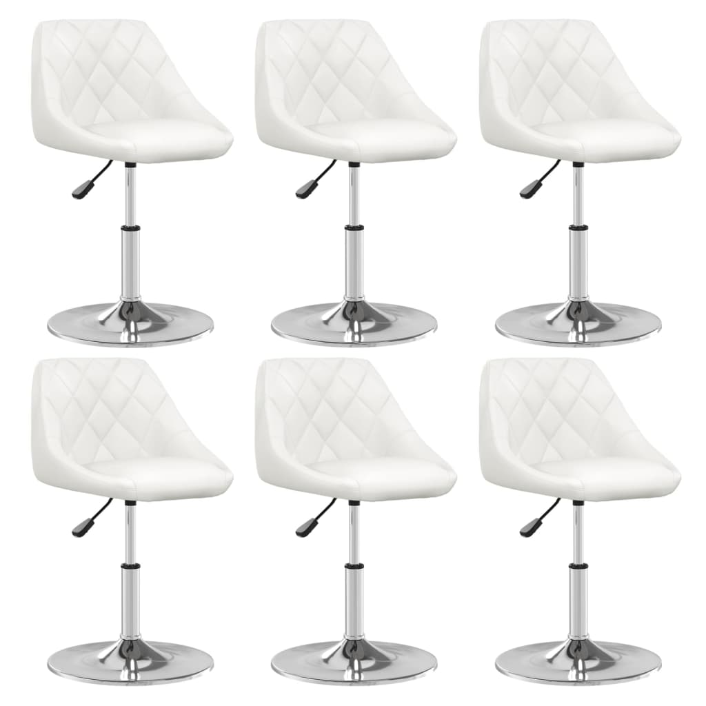 Dining chairs 6 pcs. White faux leather