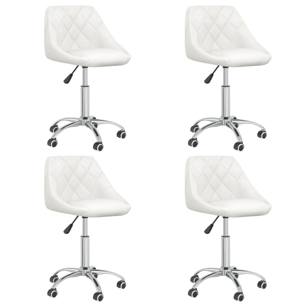 Dining chairs 4 pcs. Swivel white faux leather