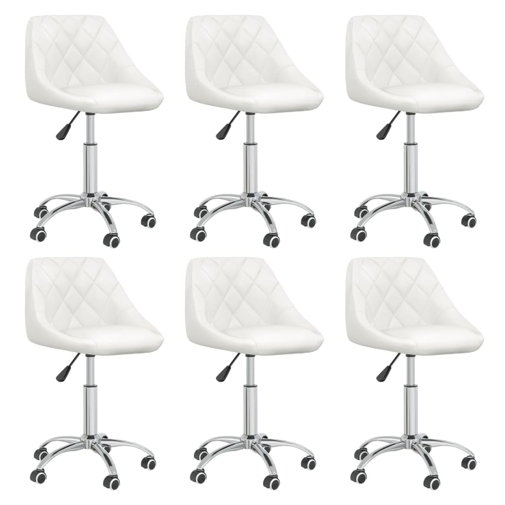 Dining chairs 6 pcs. Swivel white artificial leather