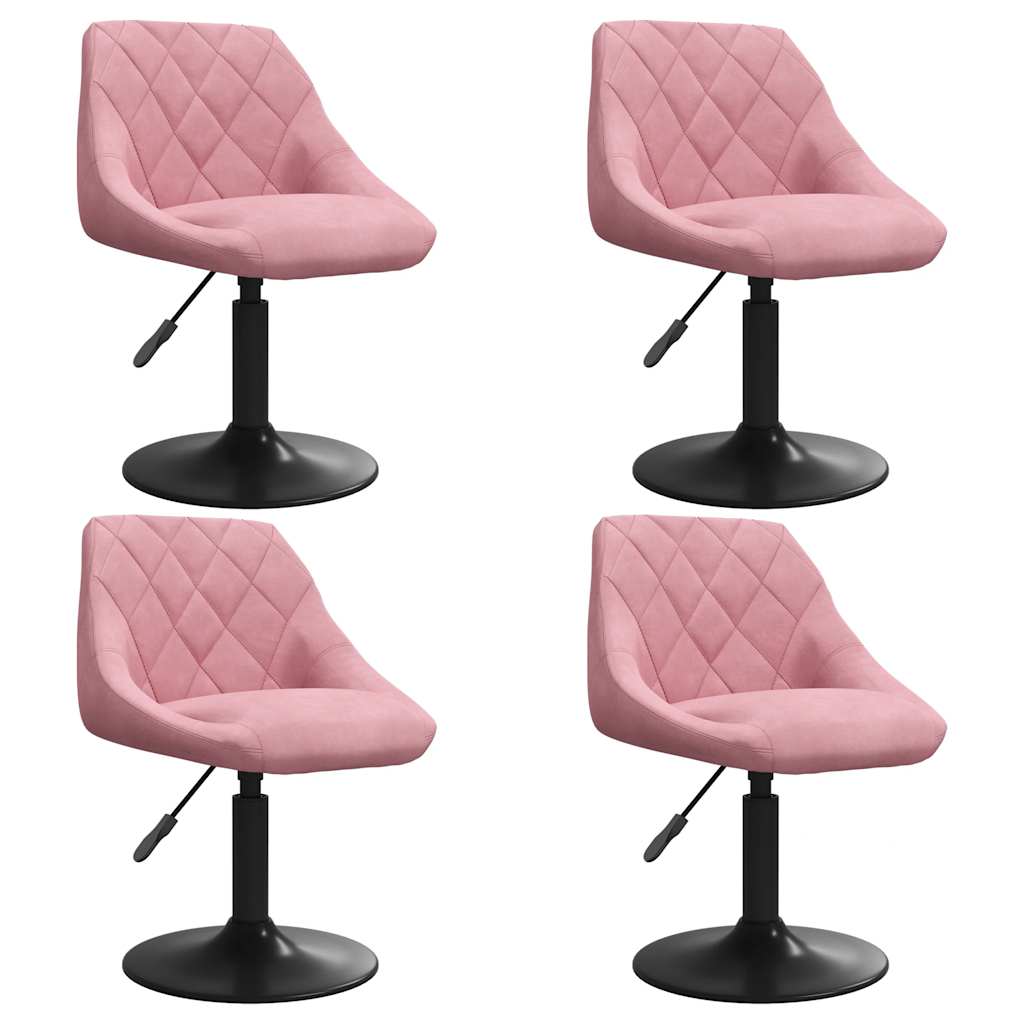 Dining Chairs 4 pcs. Swivel Pink Velvet
