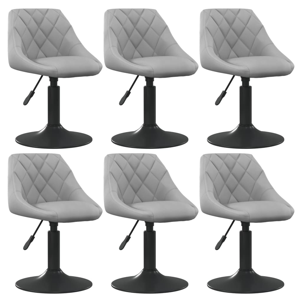 Dining Chairs 6 pcs. Swivel Light Grey Velvet