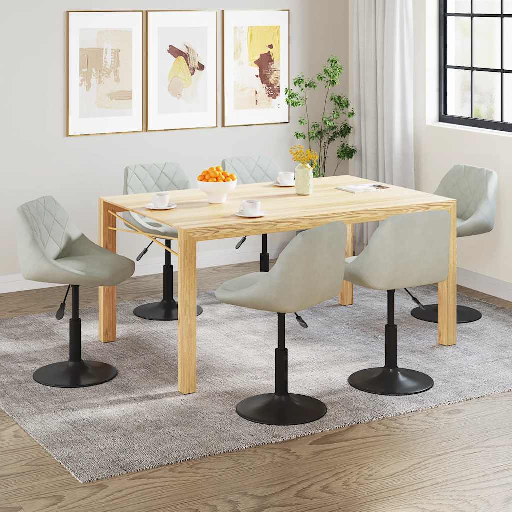 Dining Chairs 6 pcs. Swivel Light Grey Velvet