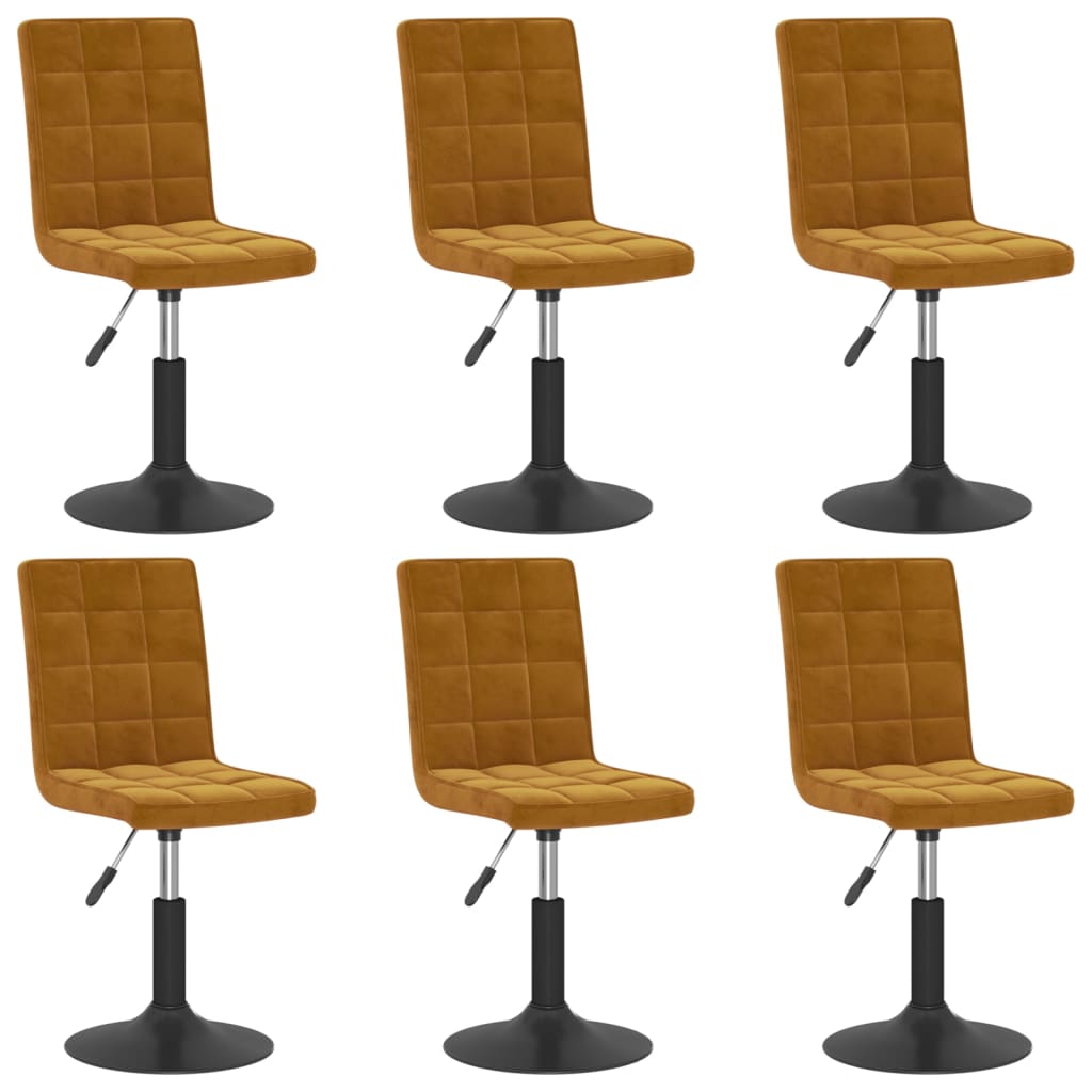 Dining Chairs 6 pcs. Swivel Brown Velvet