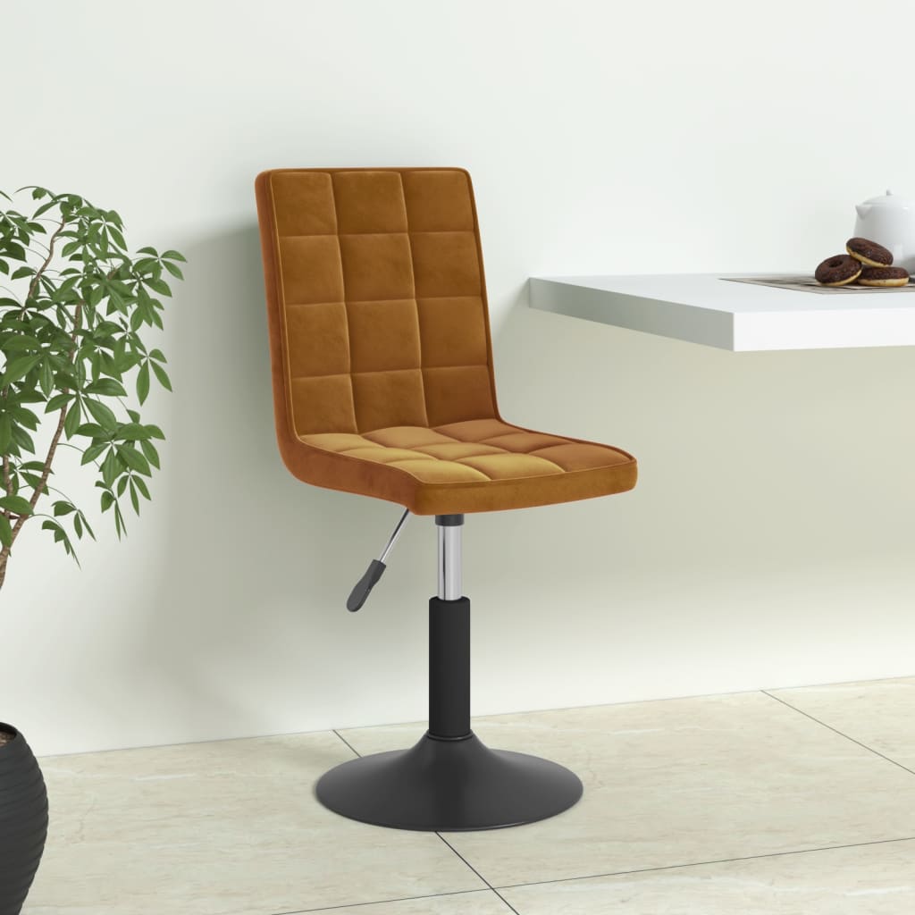 Dining Chairs 6 pcs. Swivel Brown Velvet