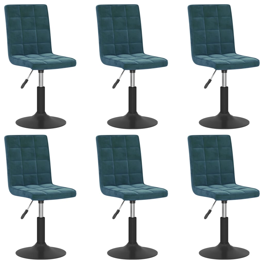 Dining Chairs 6 pcs. Swivel Blue Velvet
