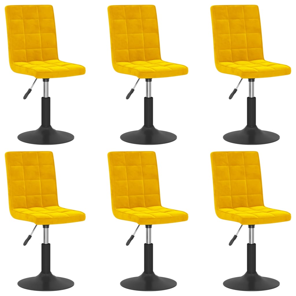 Dining Chairs 6 pcs. Swivel Mustard Yellow Velvet
