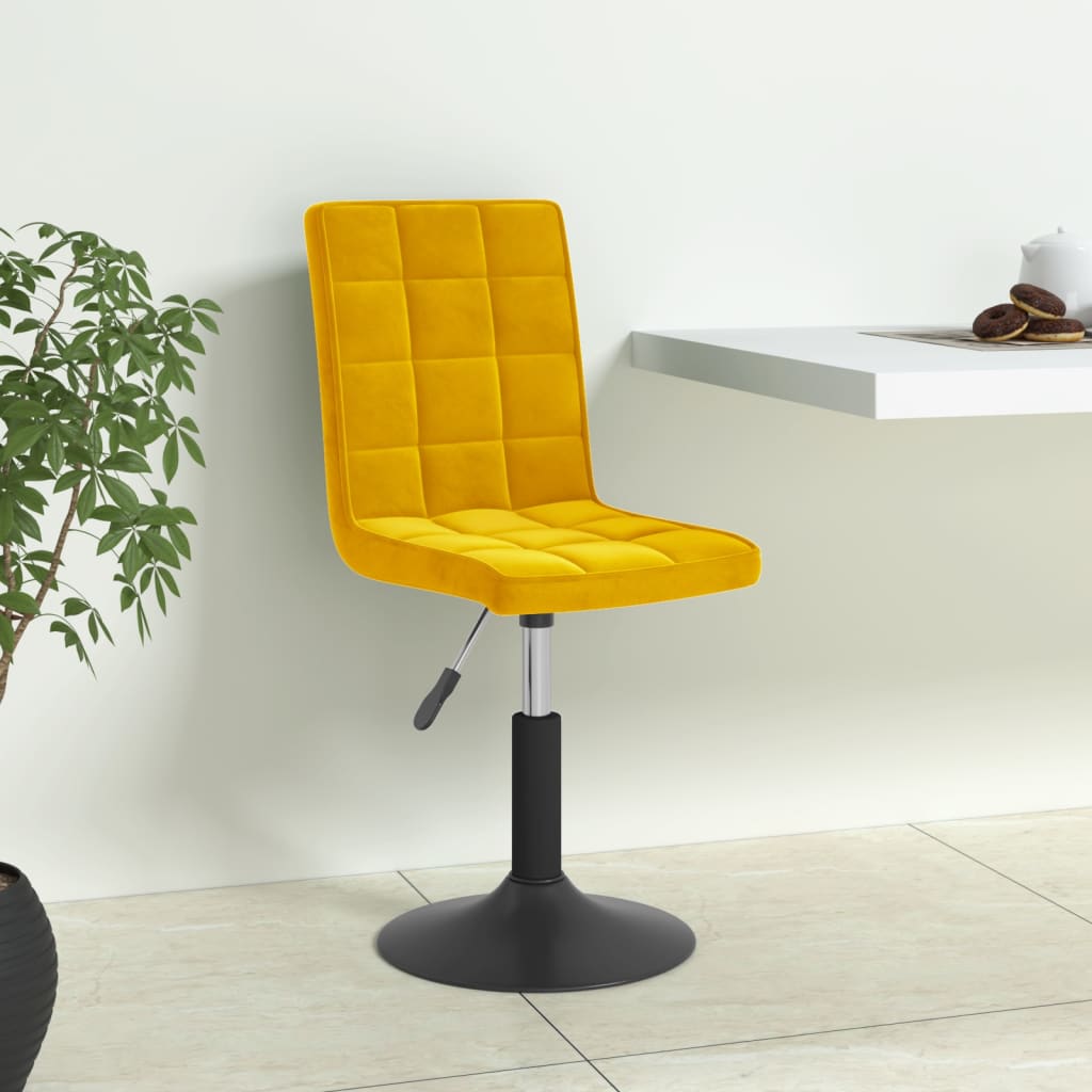 Dining Chairs 6 pcs. Swivel Mustard Yellow Velvet
