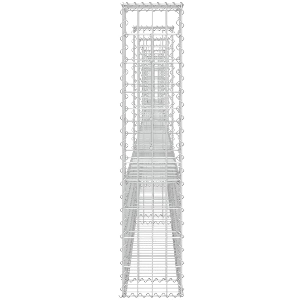 Gabionenkorb U-Form mit 8 Säulen Eisen 860x20x100 cm