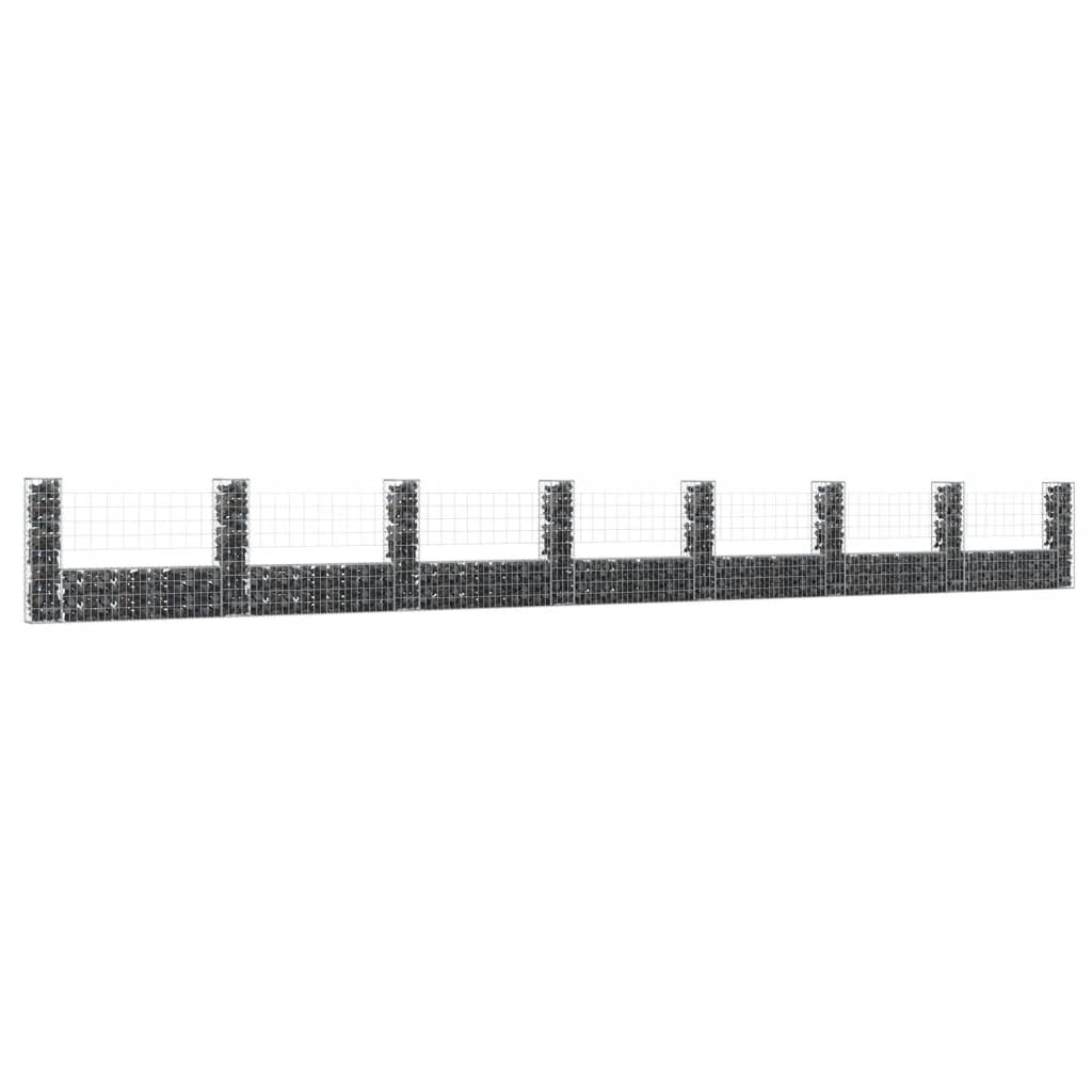 Gabion basket U-shape with 8 iron columns 860x20x100 cm