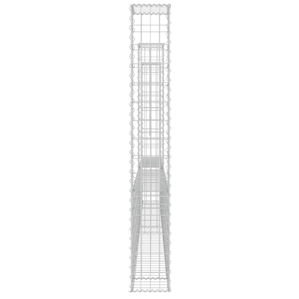 Gabion basket U-shape with 3 iron pillars 260x20x150 cm