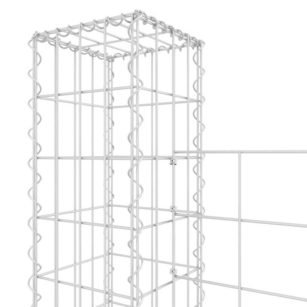 Gabion basket U-shape with 3 iron pillars 260x20x150 cm