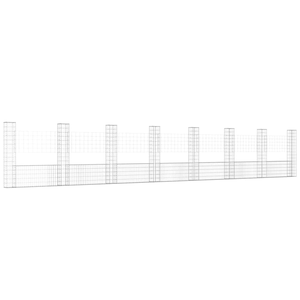 Gabion basket U-shape with 8 iron columns 860x20x150 cm