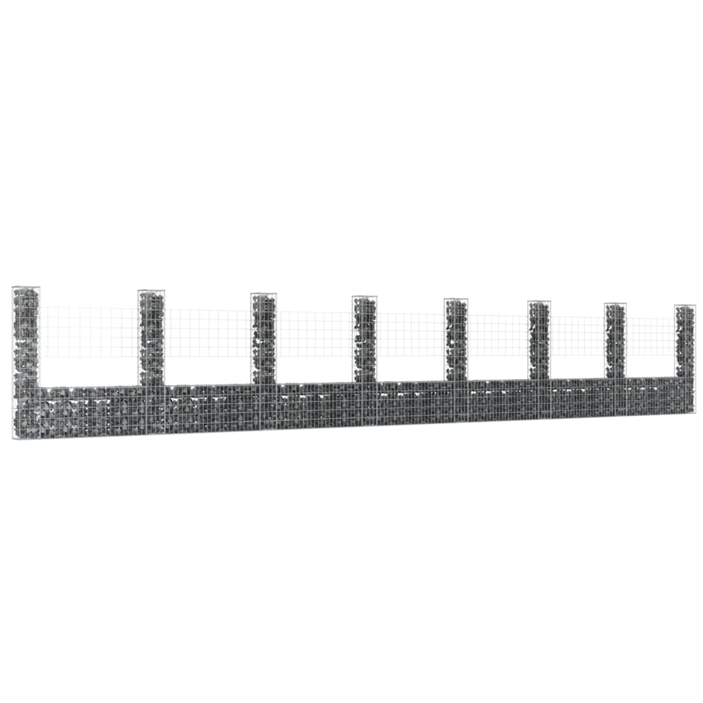 Gabion basket U-shape with 8 iron columns 860x20x150 cm