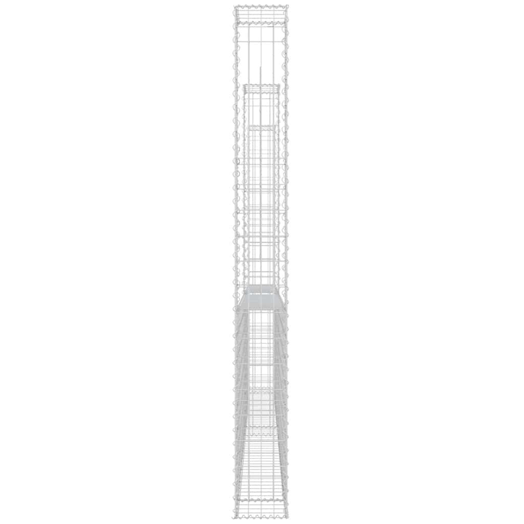 Gabionenkorb U-Form mit 2 Säulen Eisen 140x20x200 cm
