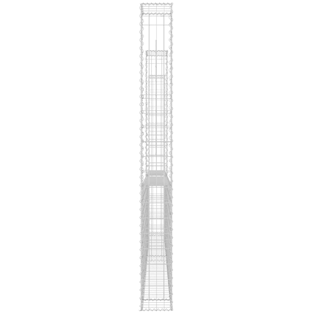 Gabionenkorb U-Form mit 3 Säulen Eisen 260x20x200 cm