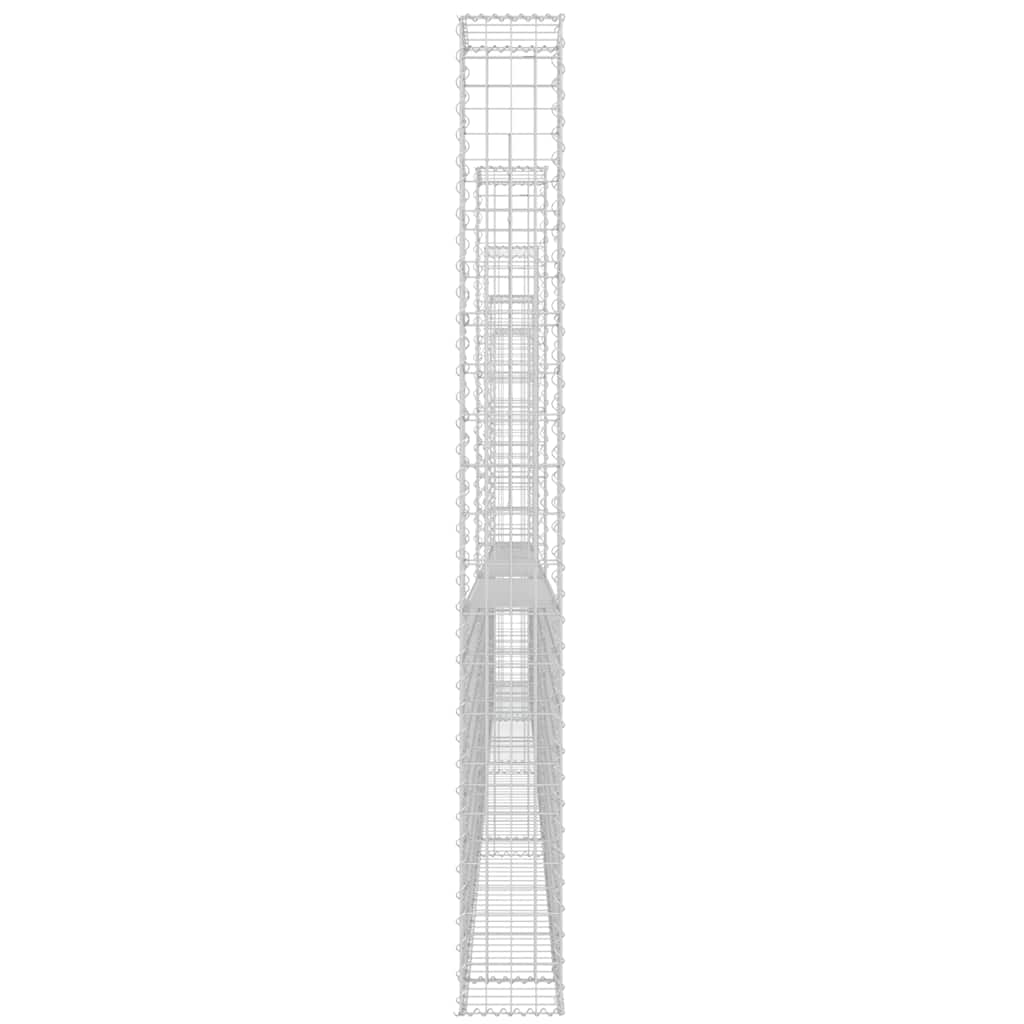 Gabion basket U-shape with 5 iron columns 500x20x200 cm