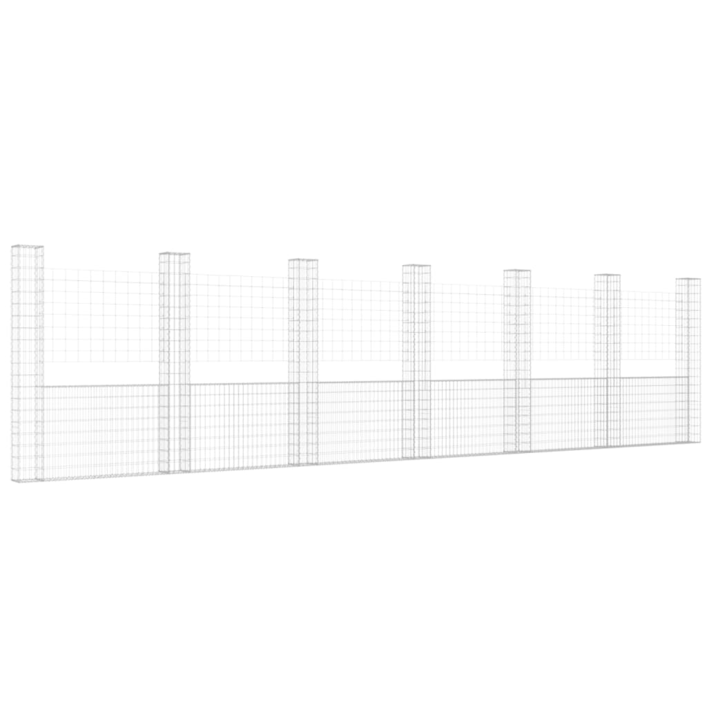Gabion basket U-shape with 7 iron columns 740x20x200 cm