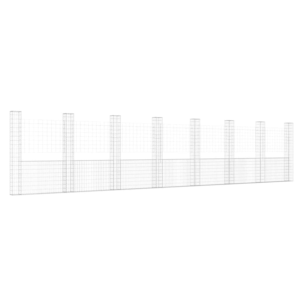 Gabion basket U-shape with 8 iron columns 860x20x200 cm