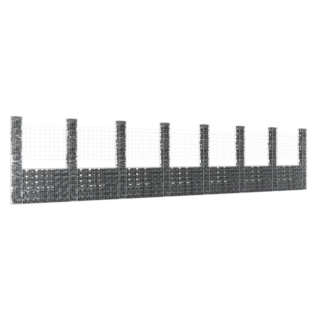 Gabion basket U-shape with 8 iron columns 860x20x200 cm