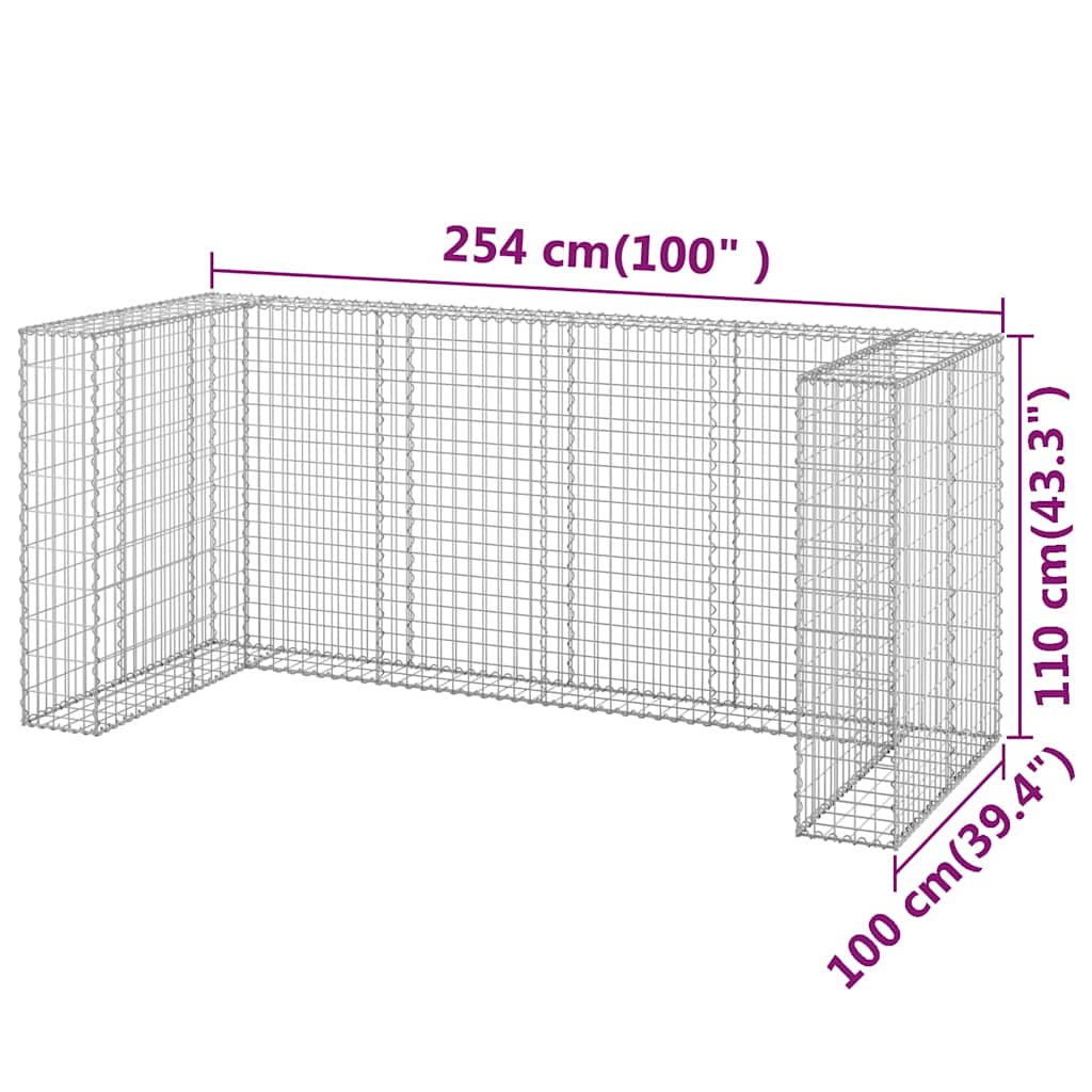 Gabionenwand für Mülltonnen Verzinkter Stahl 254x100x110 cm