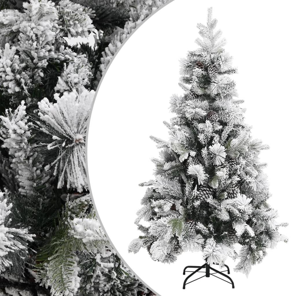 Christmas tree with cones, snow-covered, 195 cm, PVC &amp; PE