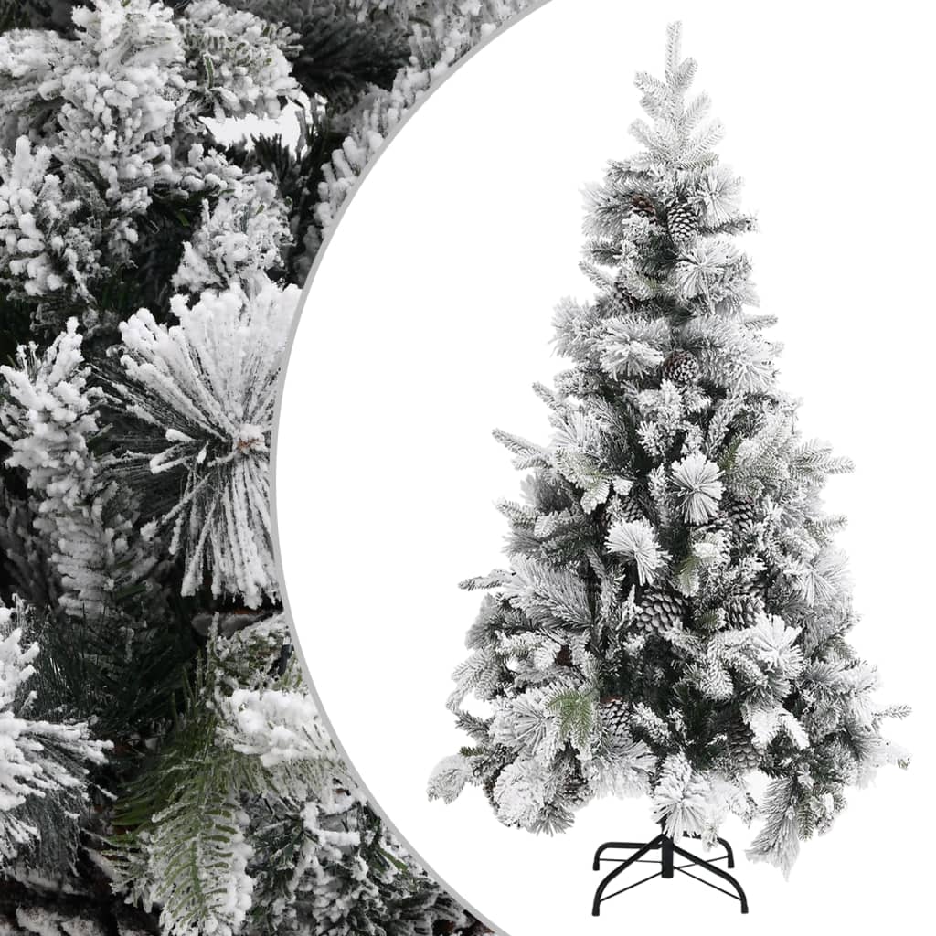 Christmas tree with cones, snow-covered, 225 cm, PVC &amp; PE