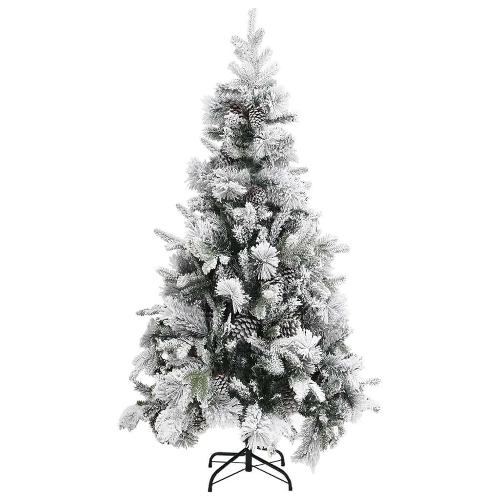 Christmas tree with cones, snow-covered, 225 cm, PVC &amp; PE