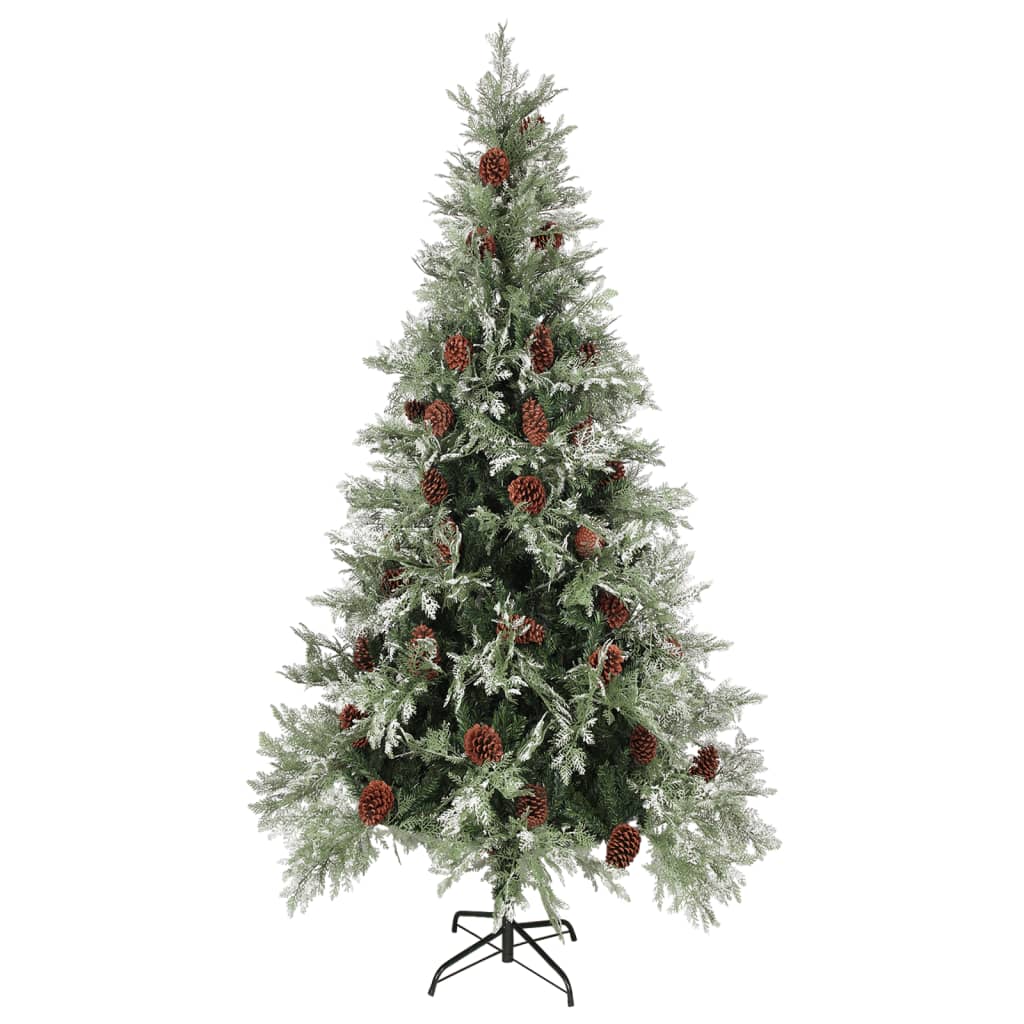Christmas tree with cones green and white 225 cm PVC &amp; PE