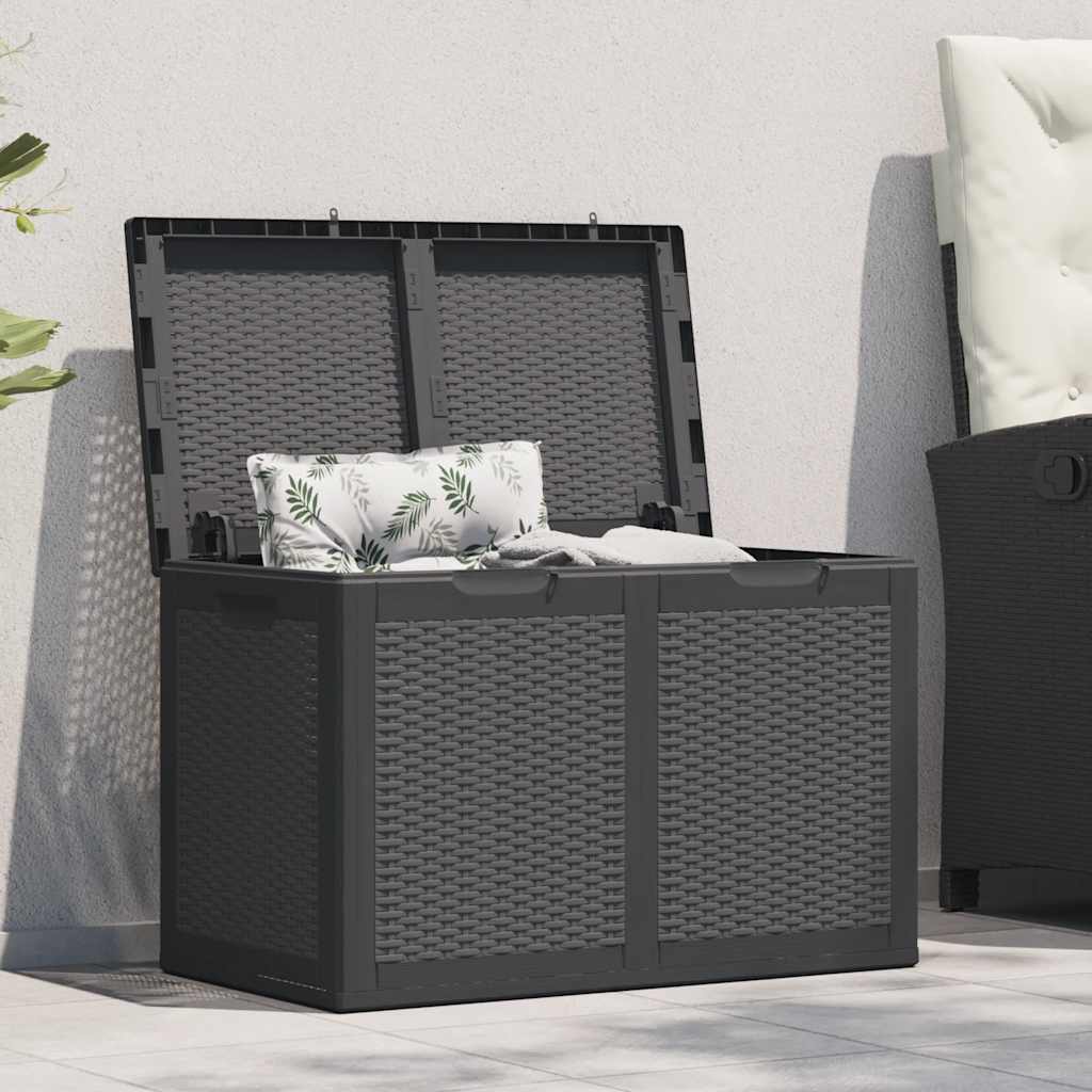 Garten-Aufbewahrungsbox 180 L Schwarz PP Rattan