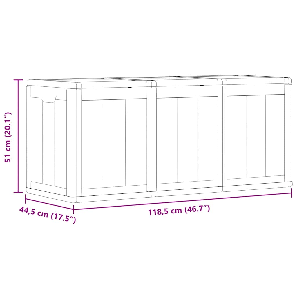 Garten-Aufbewahrungsbox 270 L Braun PP-Holzoptik