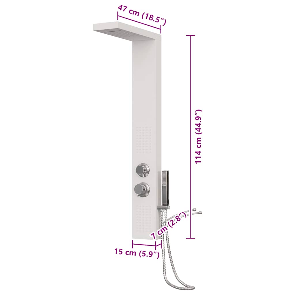 Shower panel system aluminum white