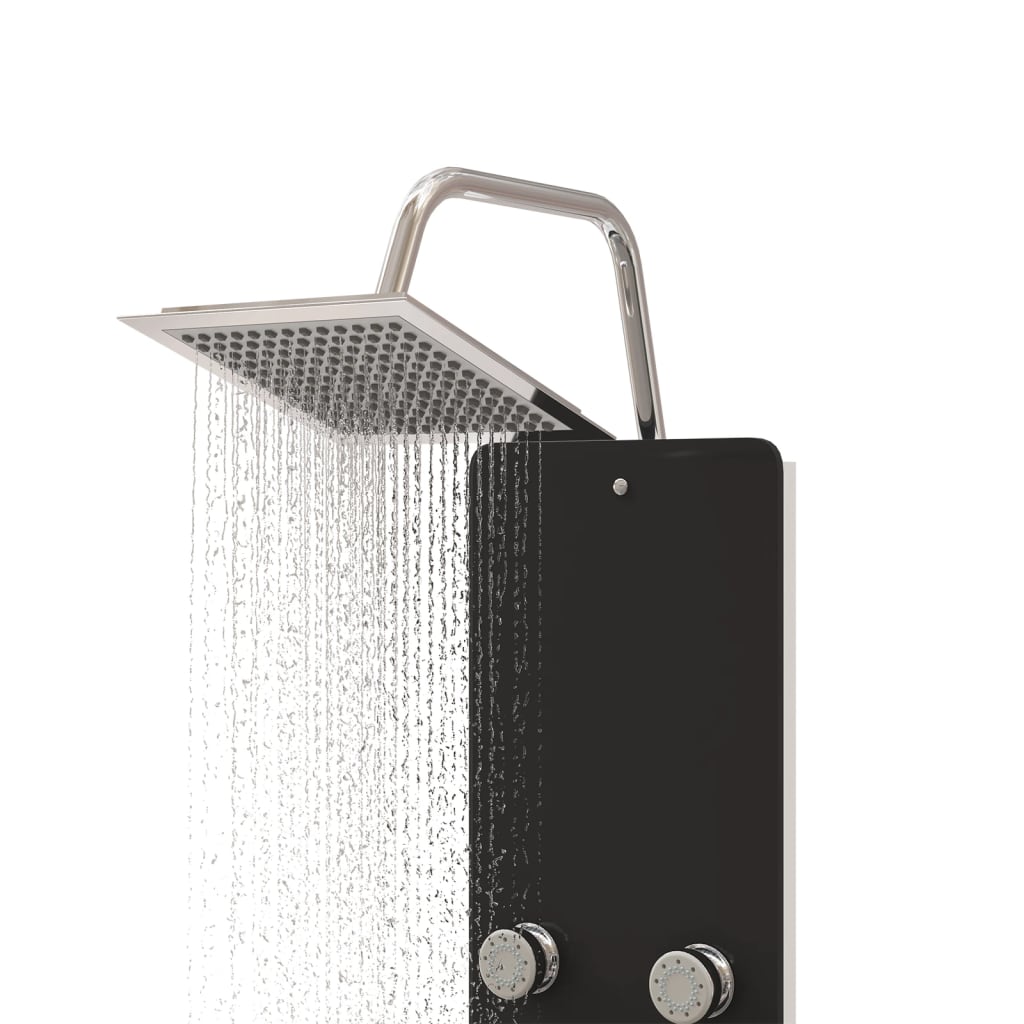 Shower panel glass 25x47.5x130 cm black